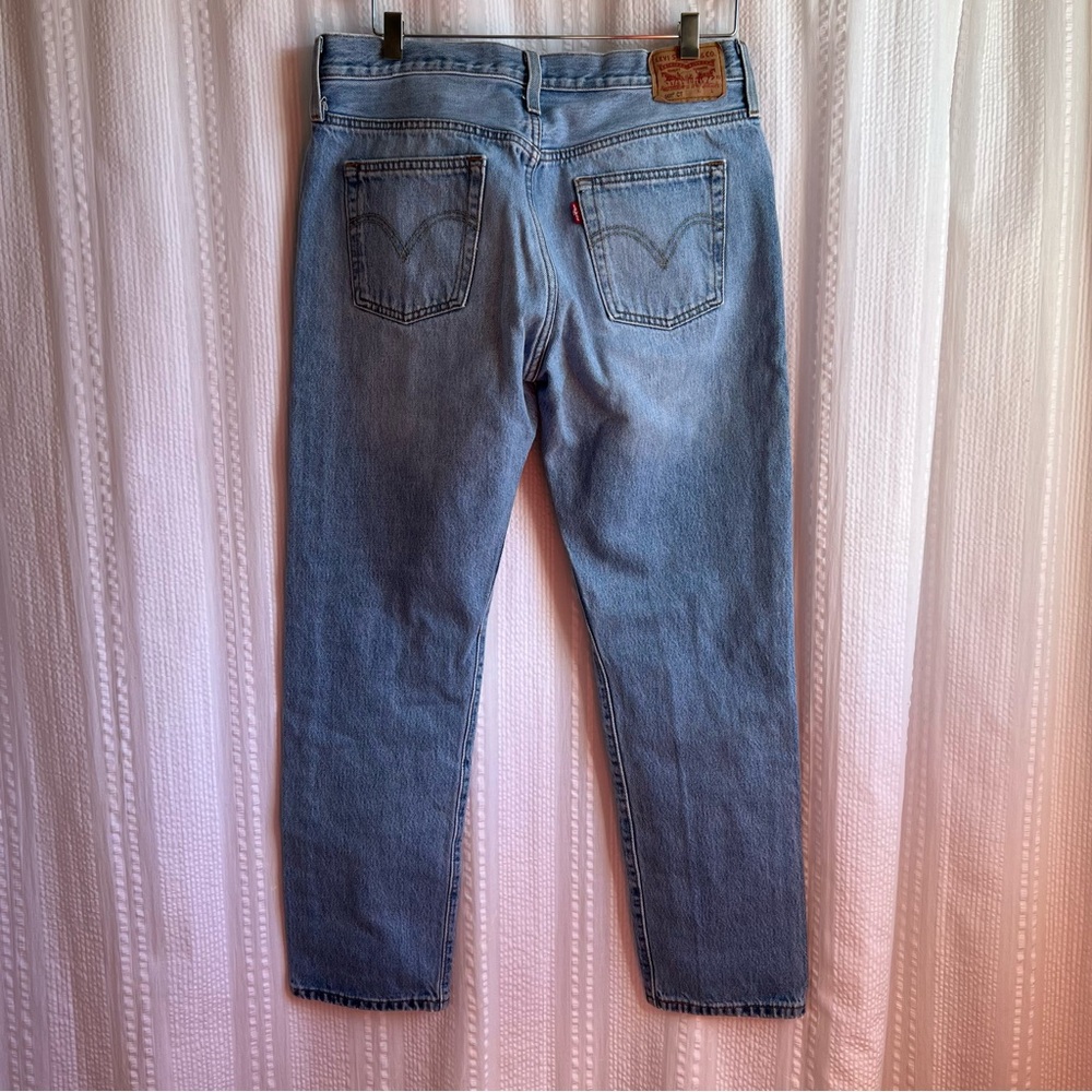 LEVIS 501 CT Jeans Men 28x34 (Actual 32x28) Button Fly Distressed Ripped Light - Picture 3 of 5
